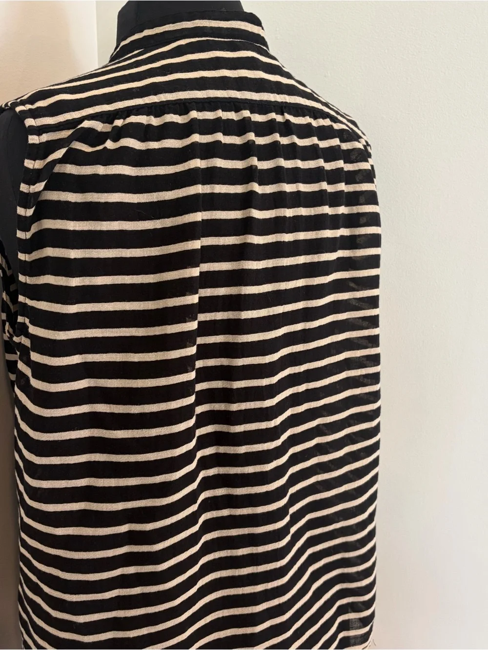 Jcrew Striped Sleeveless Button-Up Top in Black and Cream
